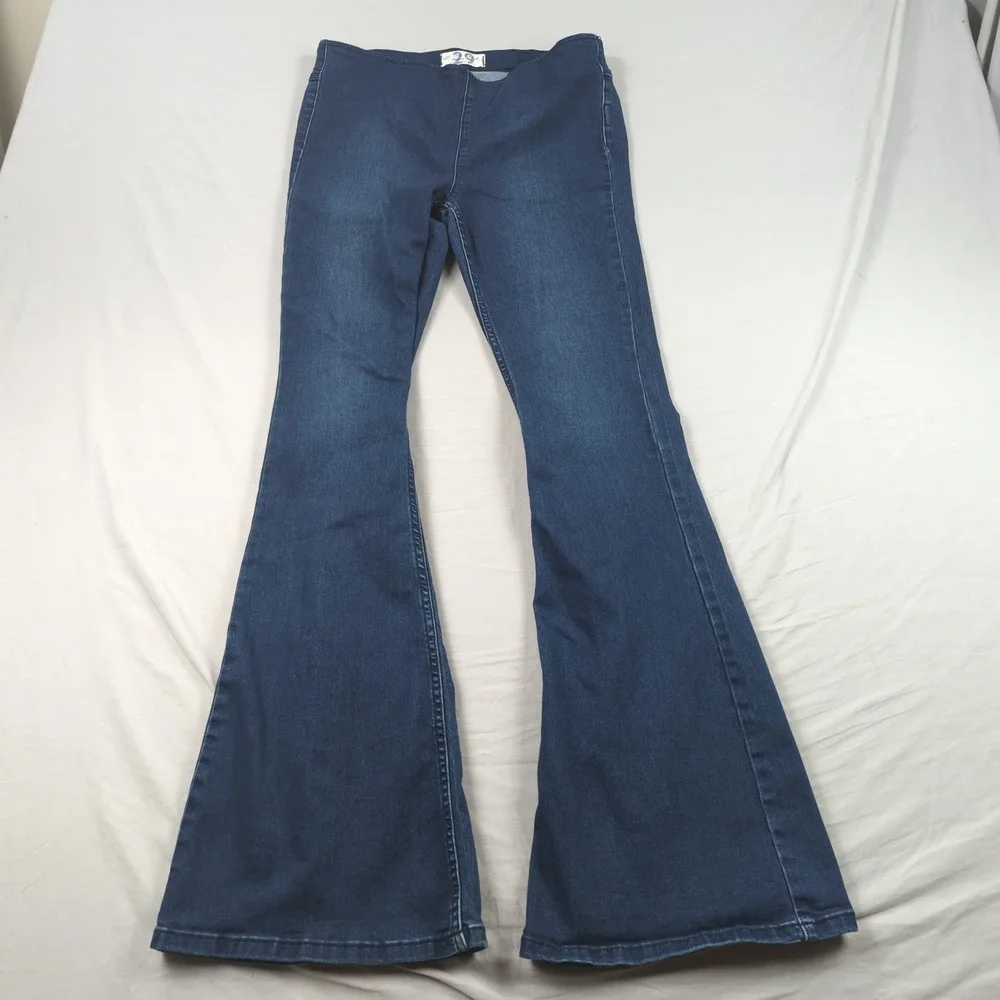 Free People Jeans‎ Womens 29 Blue Flare Stretch Dark Wash Hippie Boho